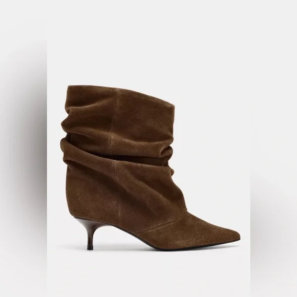 🔥🔥Zara kitten Brown Suede Ankle Boots - Picture 4 of 10